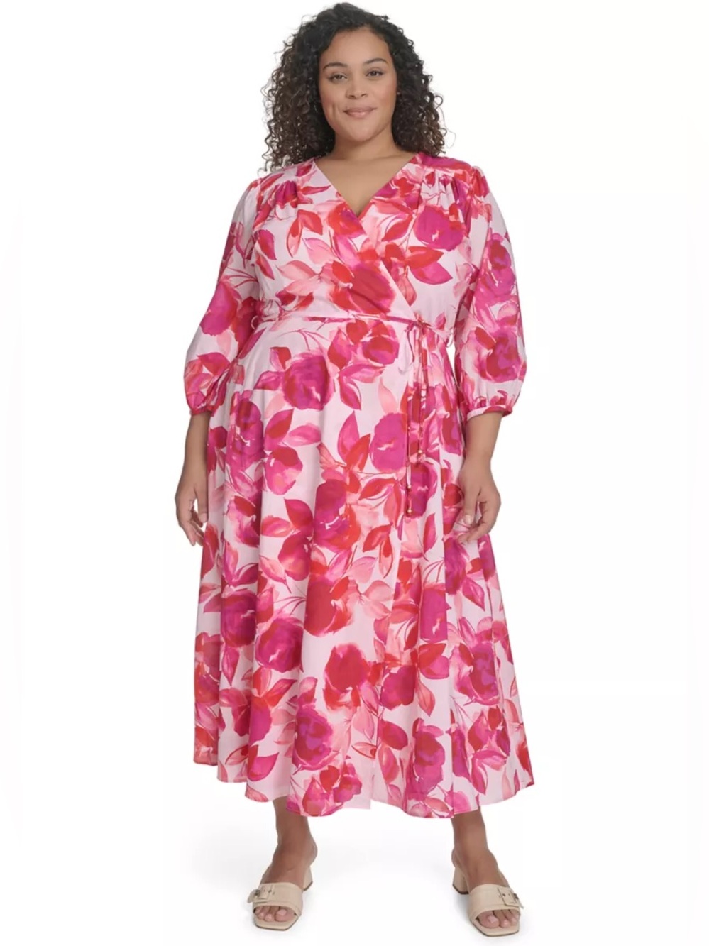 Calvin Klein Floral Fit and Flare Wrap Midi Dress. 20W. NWT. $149!
